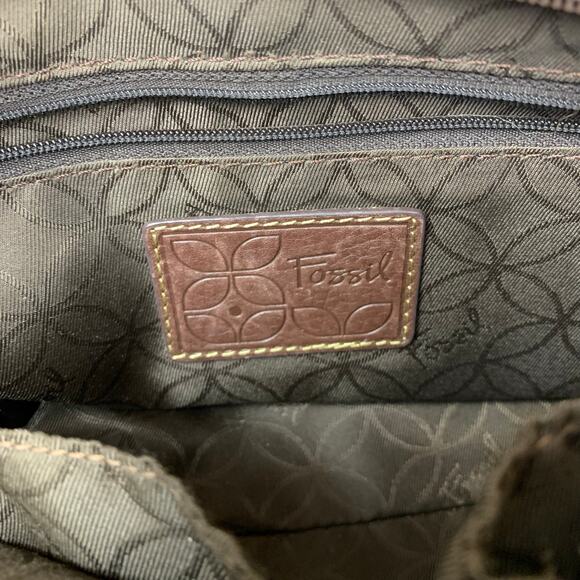 Fossil Brown Pebbled Leather Double Handle Shoulder Bag and Wallet Set - Picture 10 of 14